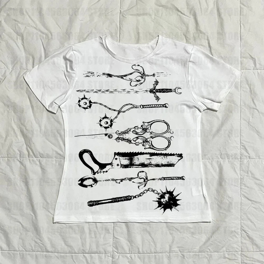 Medieval Weapons Print Slim Top