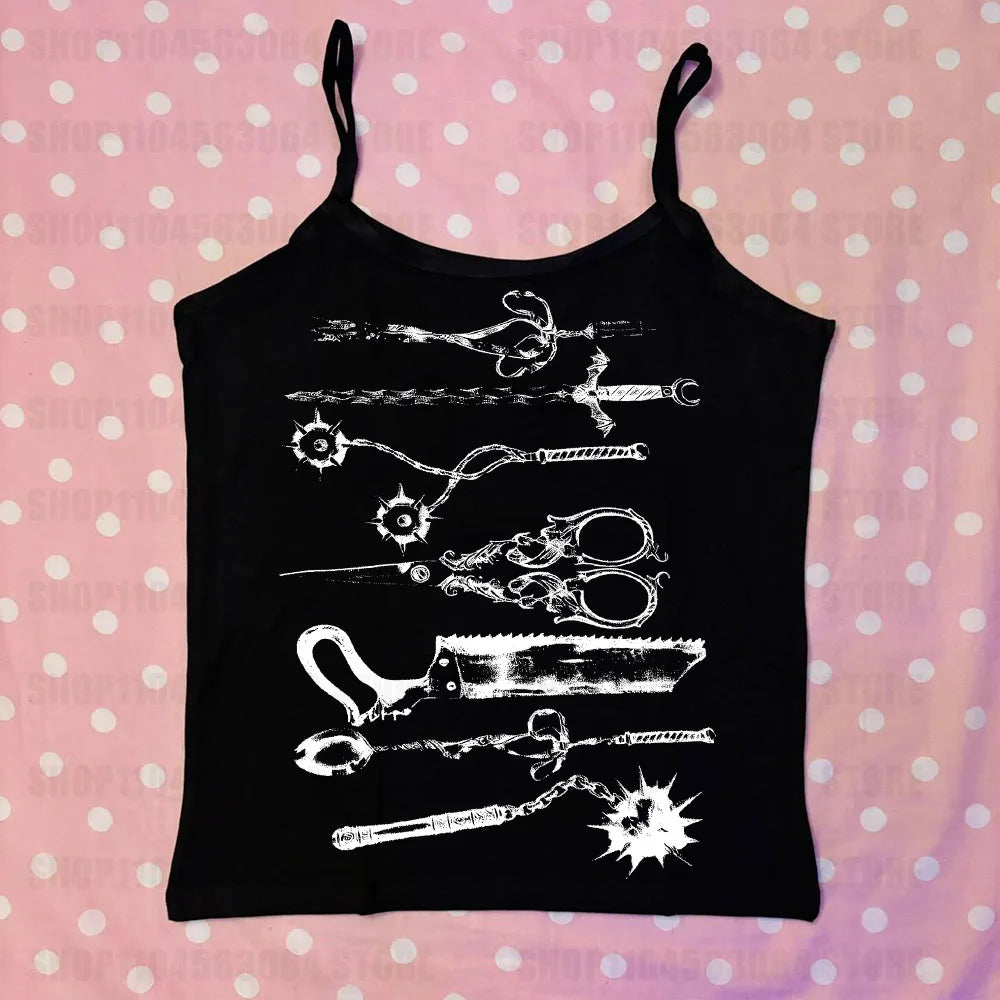 Medieval Weapons Print Slim Top