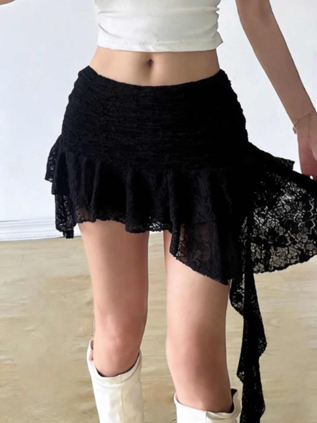 Vintage Lace Ruffle Skirt
