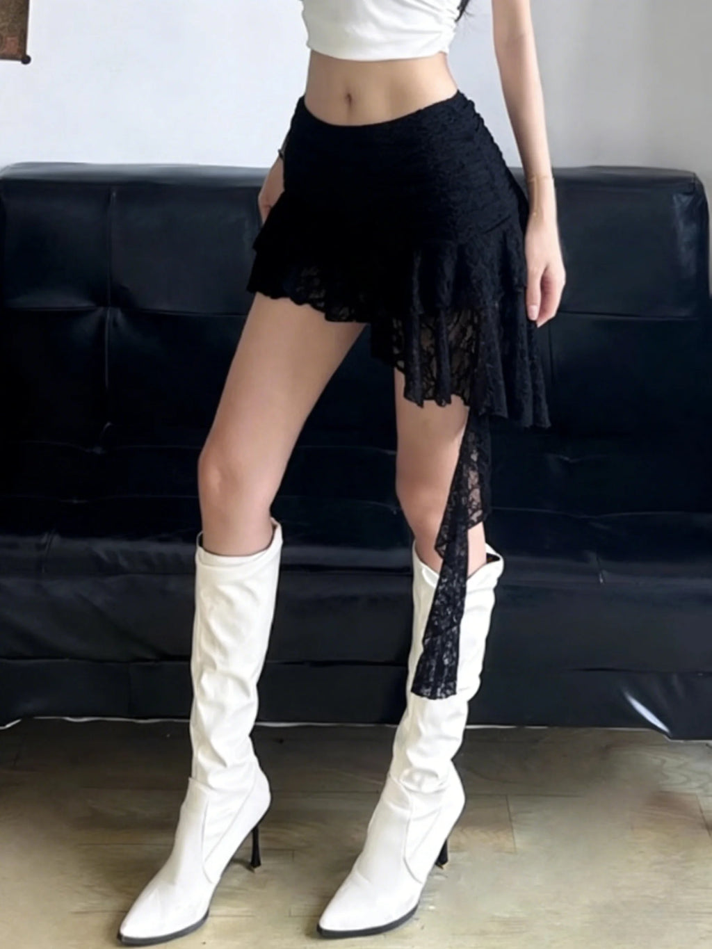 Vintage Lace Ruffle Skirt