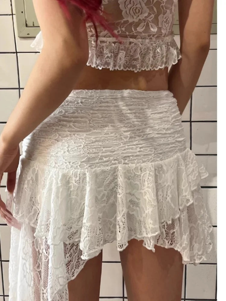 Vintage Lace Ruffle Skirt