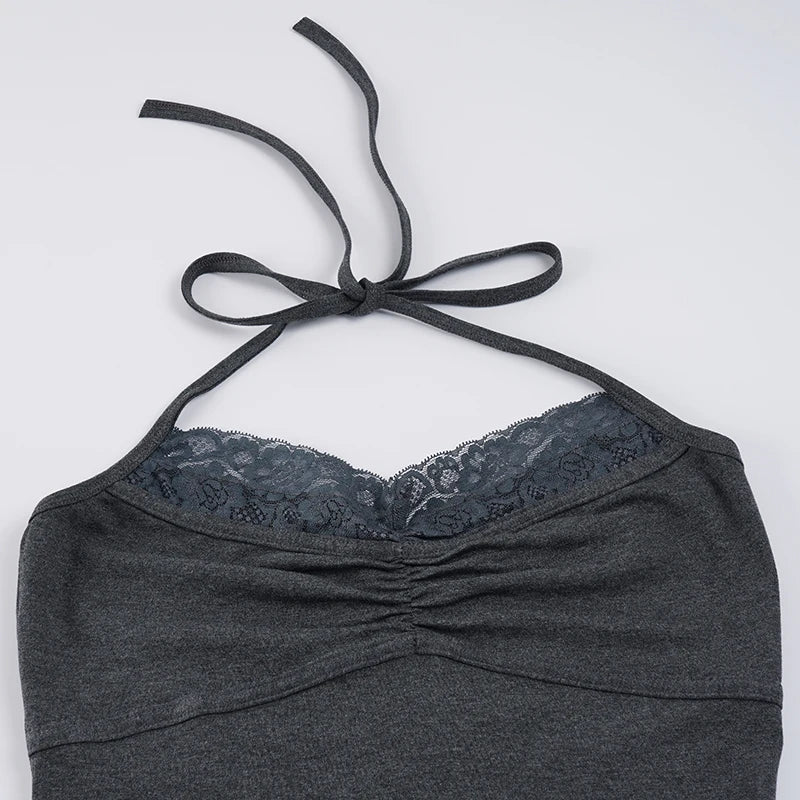 Vintage Lace Trim Halter Top