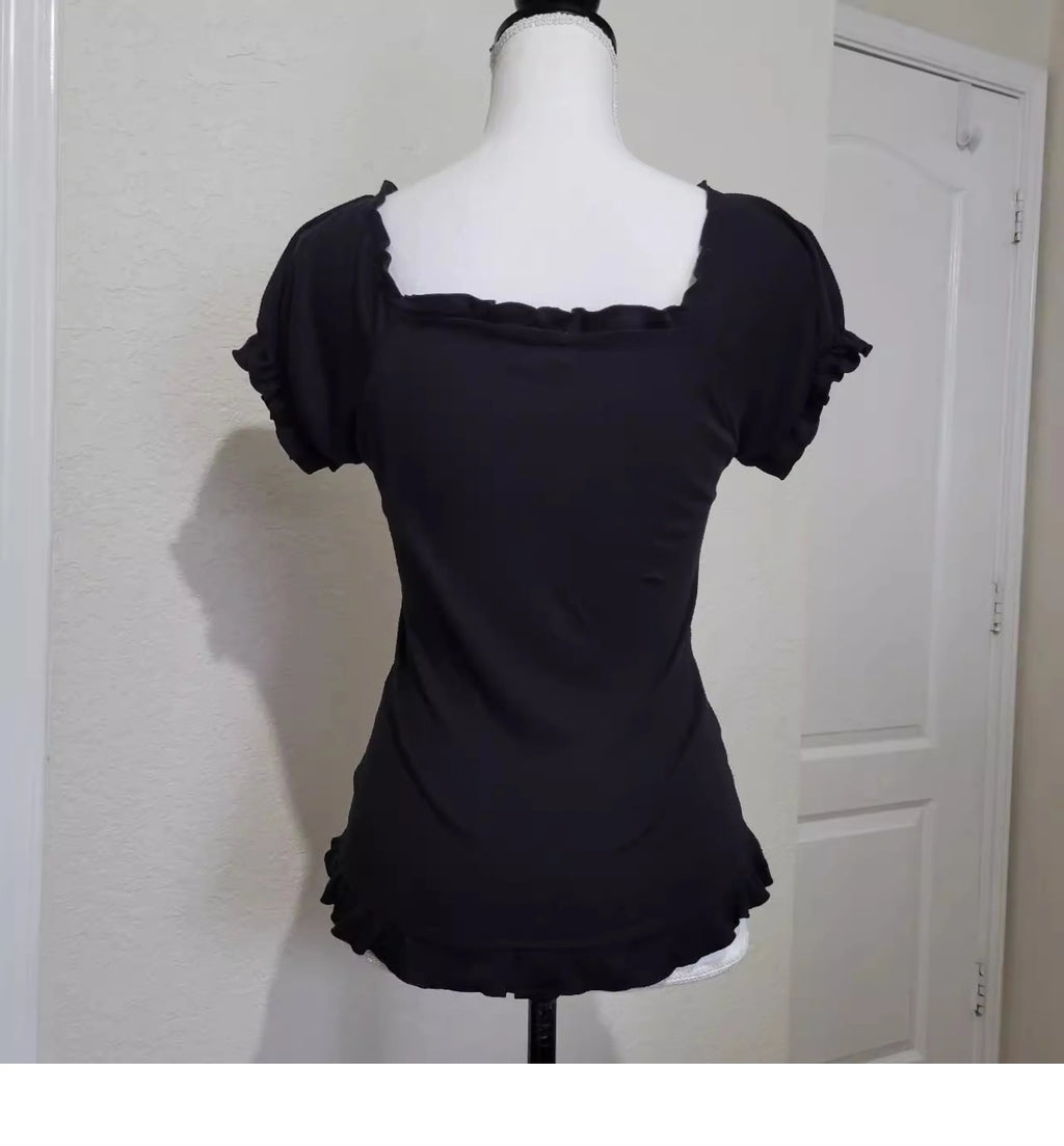 Vintage Black Bow Blouse