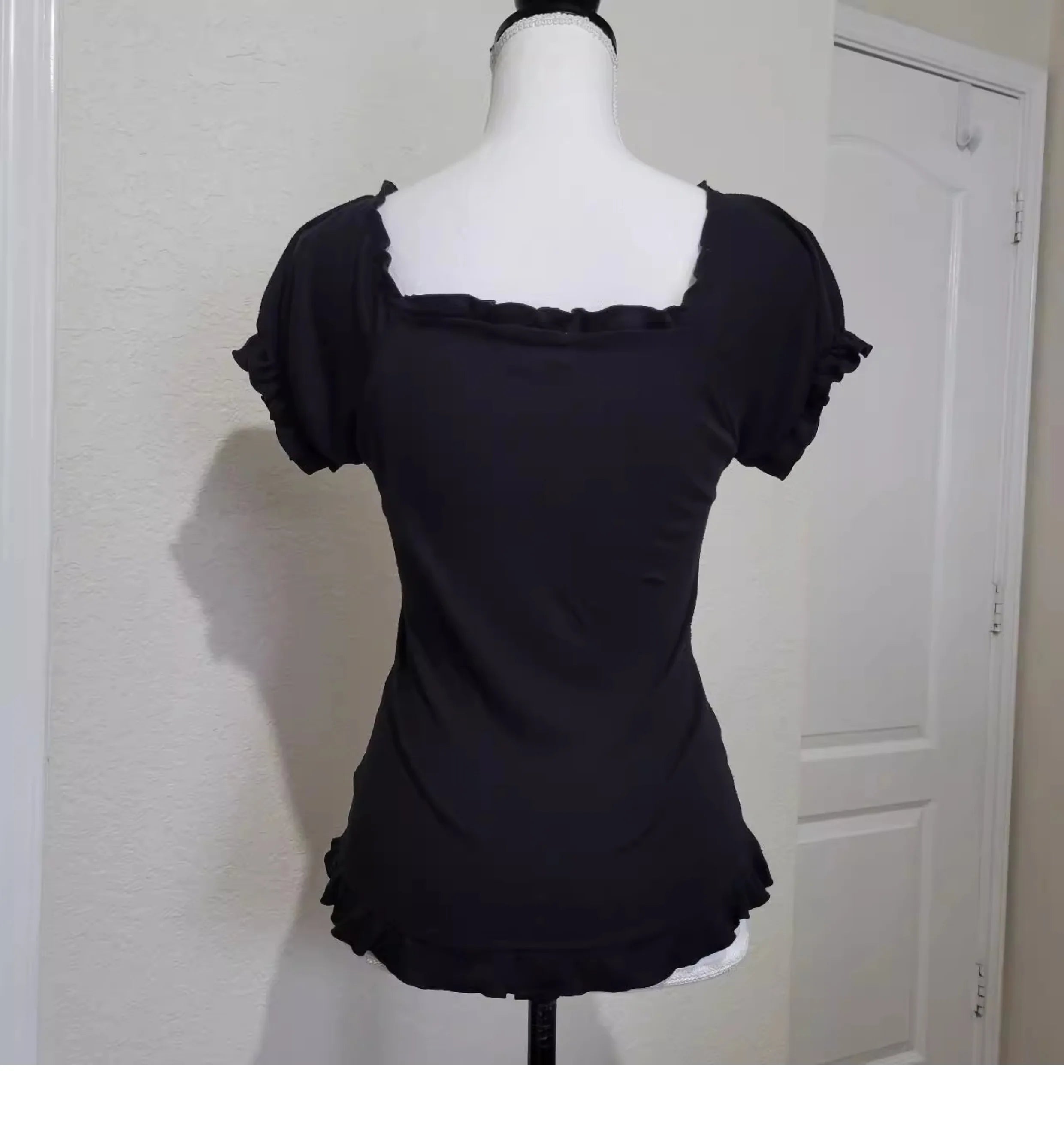 Vintage Black Bow Blouse