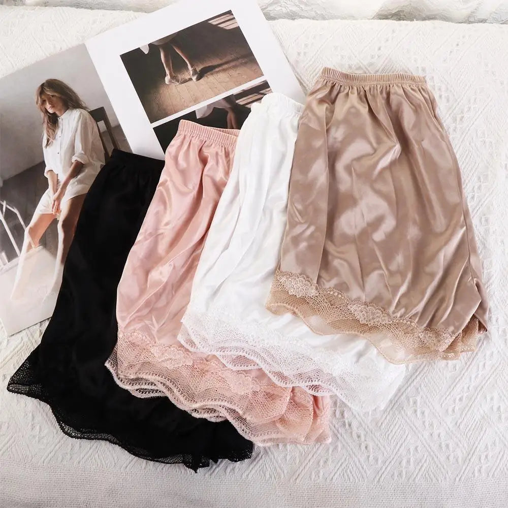 1pc Cool Fashion Women Satin Lace Lady Safety Shorts Polyester Leggings Pajamas Shorts