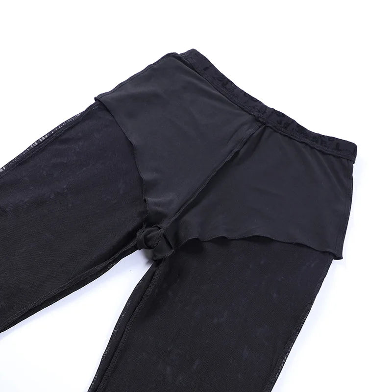 Gothic Dark Lace Flare Pants