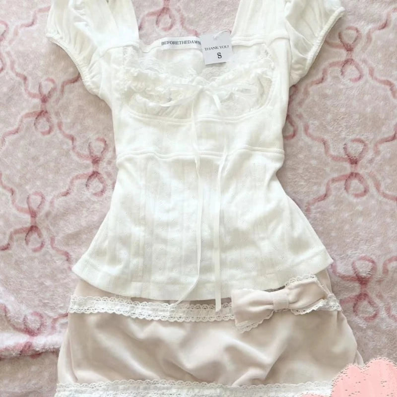 White Coquette Bow Shirt