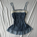 Vintage Dusty Blue Floral Lace Camisole