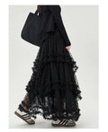 Vintage Gothic Black Lace Trumpet Skirt