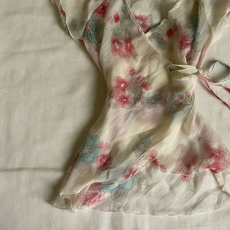 Vintage Watercolour French Floral Blouse