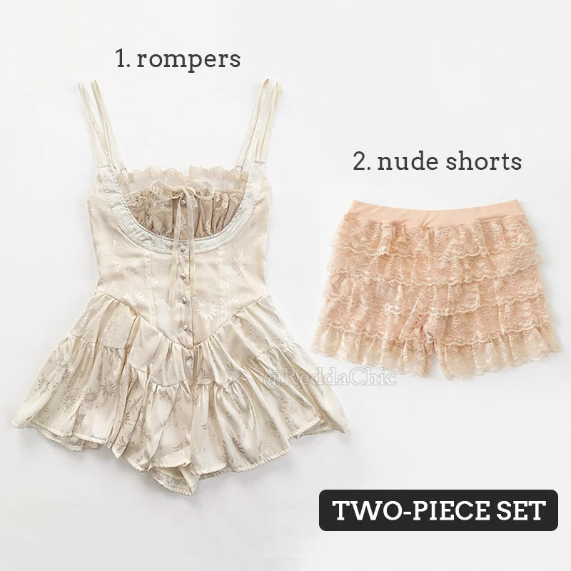 Medieval Satin Corset Mini Dress & Lace Shorts