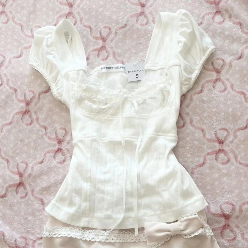 White Coquette Bow Shirt