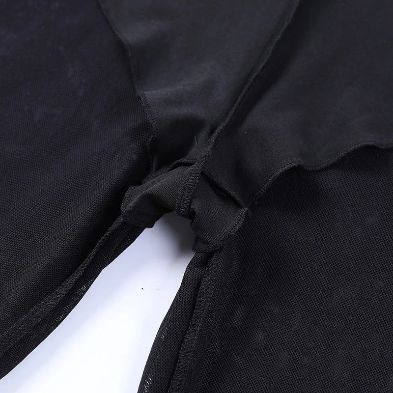 Gothic Dark Lace Flare Pants