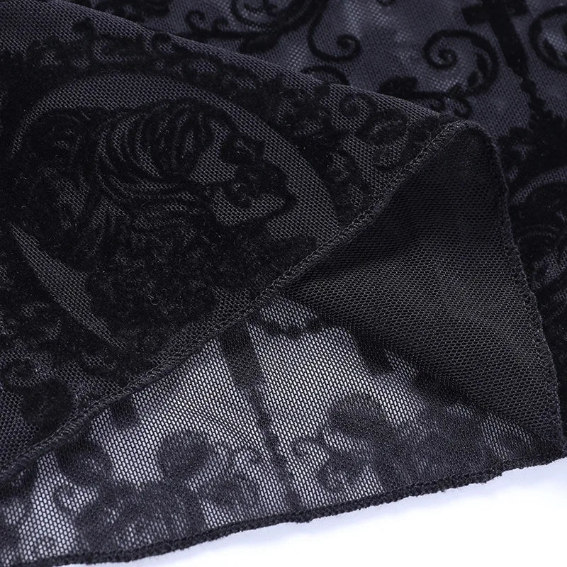 Gothic Dark Lace Flare Pants
