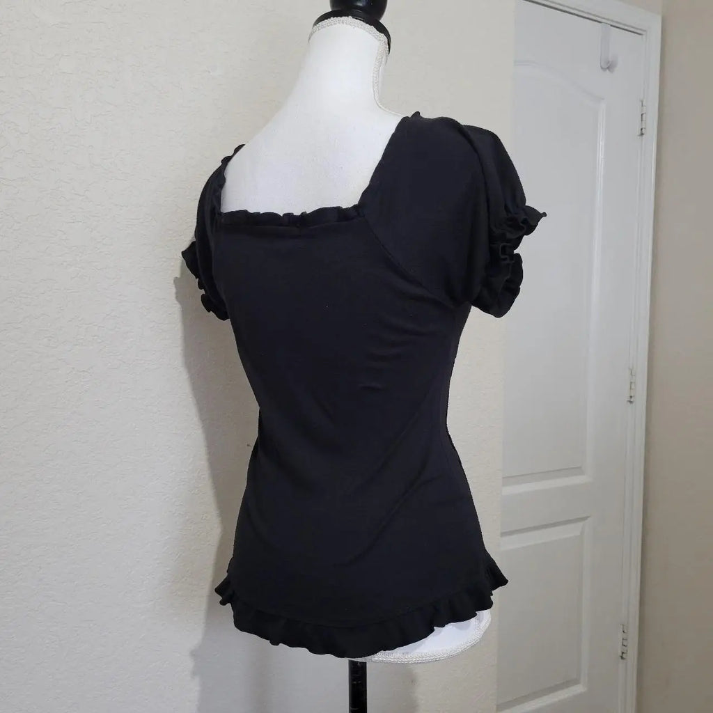 Vintage Black Bow Blouse