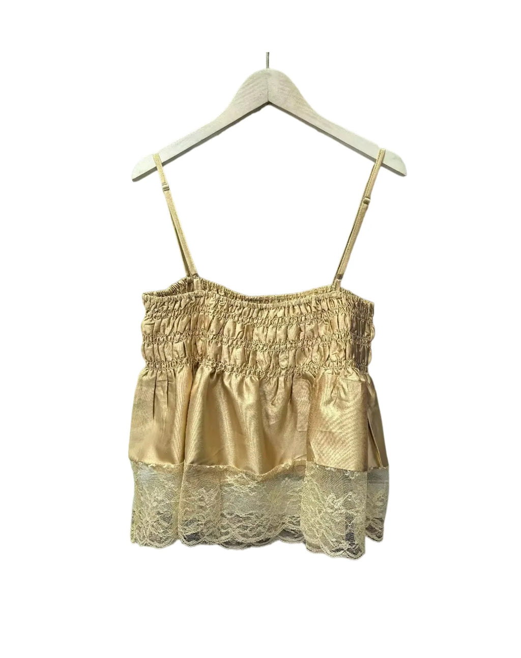 Sweet Summer New Arrival Silk Satin Lace Trim Halter Vest Lightweight Luxury Pleated Design Fresh And Delicate Style for Women
