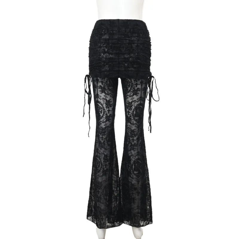 Gothic Pants Lace Flare Pants