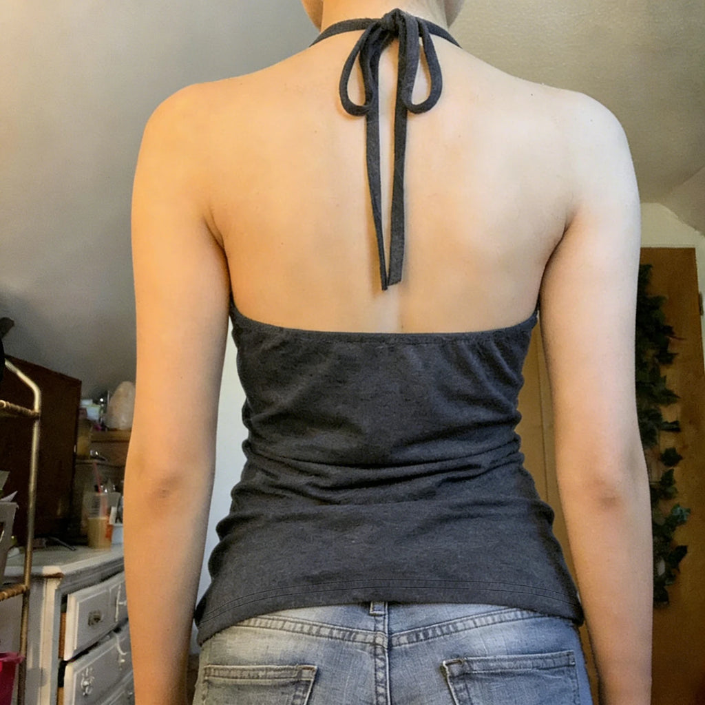 Vintage Lace Trim Halter Top