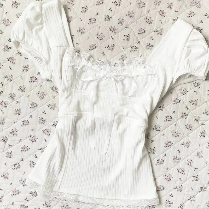 White Coquette Bow Shirt