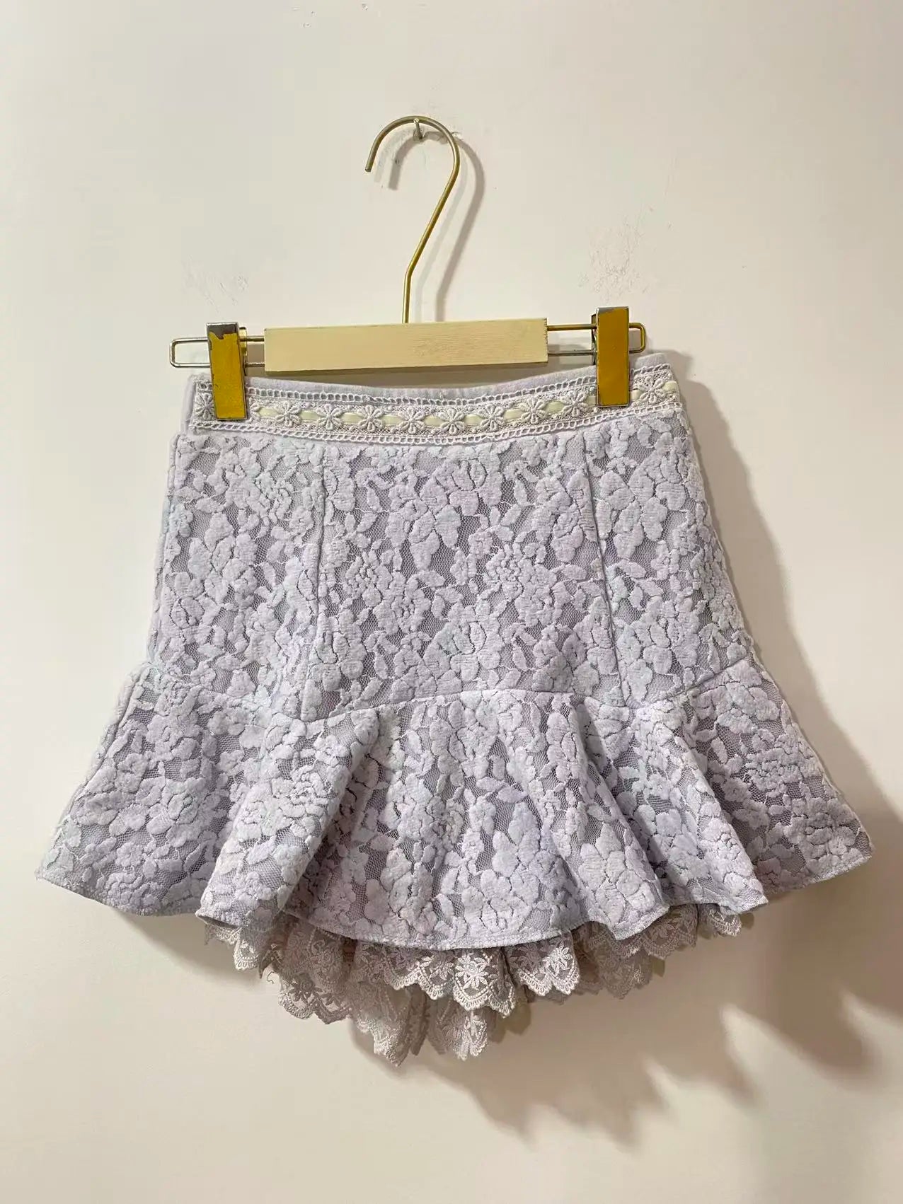 Lace Mesh Embroidery Mini Skirt Unique Short Skirts