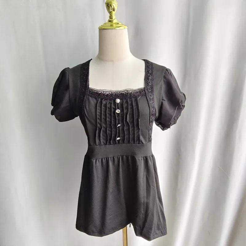 Vintage Lace Puff Short Sleeve Top