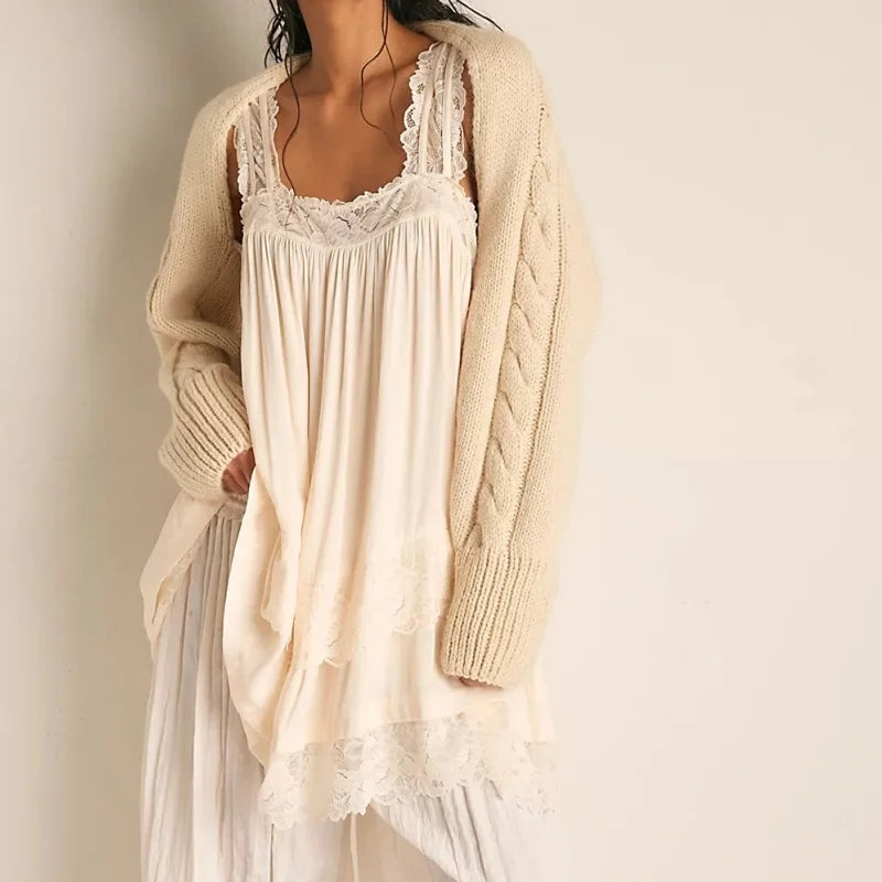 Vintage Lace Trim Ruffle Dress