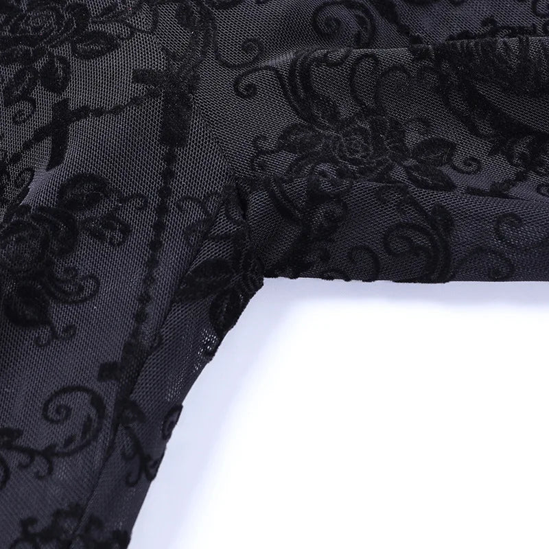 Gothic Dark Lace Flare Pants