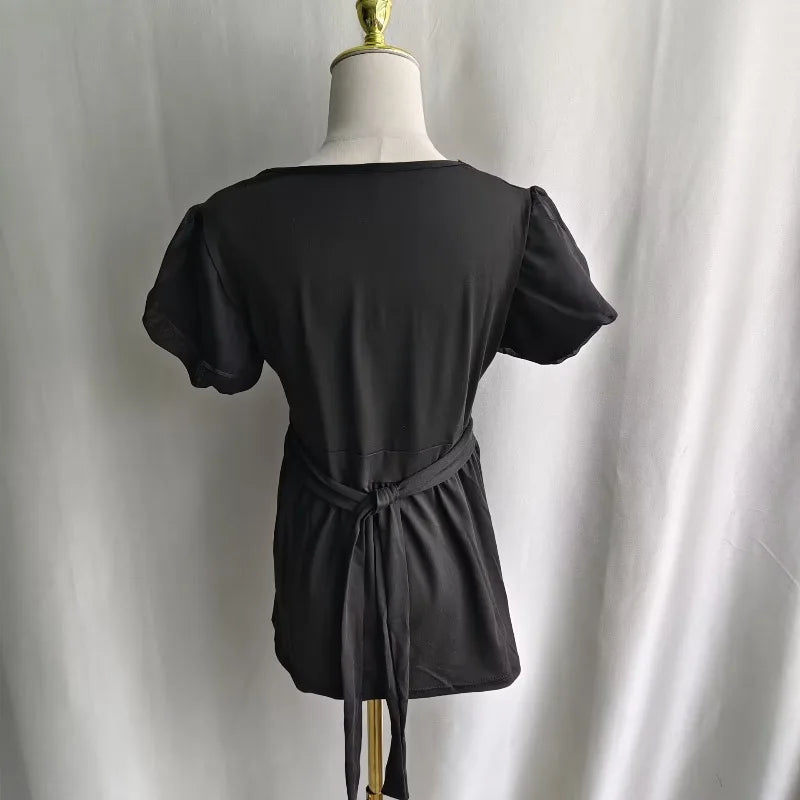 Vintage Lace Puff Short Sleeve Top