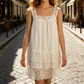 Vintage Lace Trim Ruffle Dress