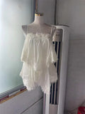 High Quality 2026 Women Lace Trim Tiered Chiffon Cami Top Spaghetti Strap Loose Babydoll Blouse