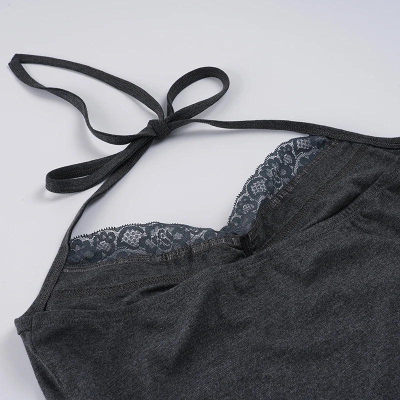 Vintage Lace Trim Halter Top