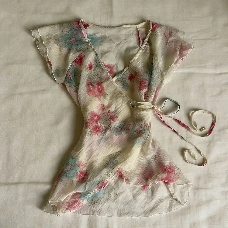Vintage Watercolour French Floral Blouse