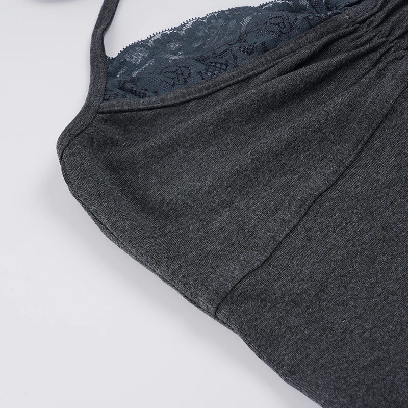 Vintage Lace Trim Halter Top