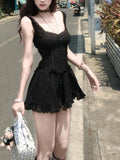 Gothic Lace Trim Bow Dress