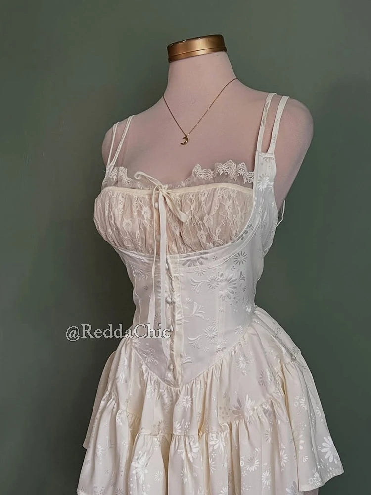 Medieval Satin Corset Mini Dress & Lace Shorts