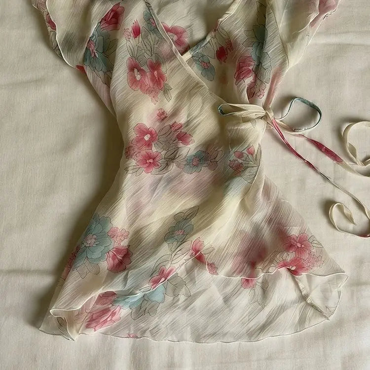 Vintage Watercolour French Floral Blouse