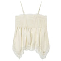HXAO Satin Lace Slip Top Women Summer Sexy Cropped Off White Ruffled Tank Top Elegant Sleeveless Backless Camisole Vacation Vest