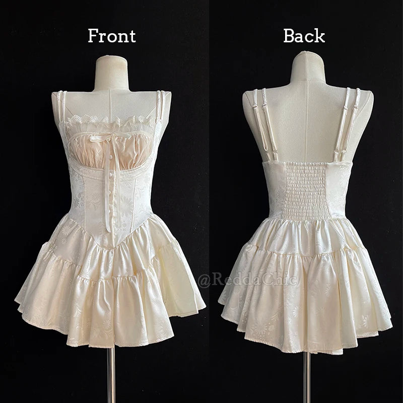 Medieval Satin Corset Mini Dress & Lace Shorts