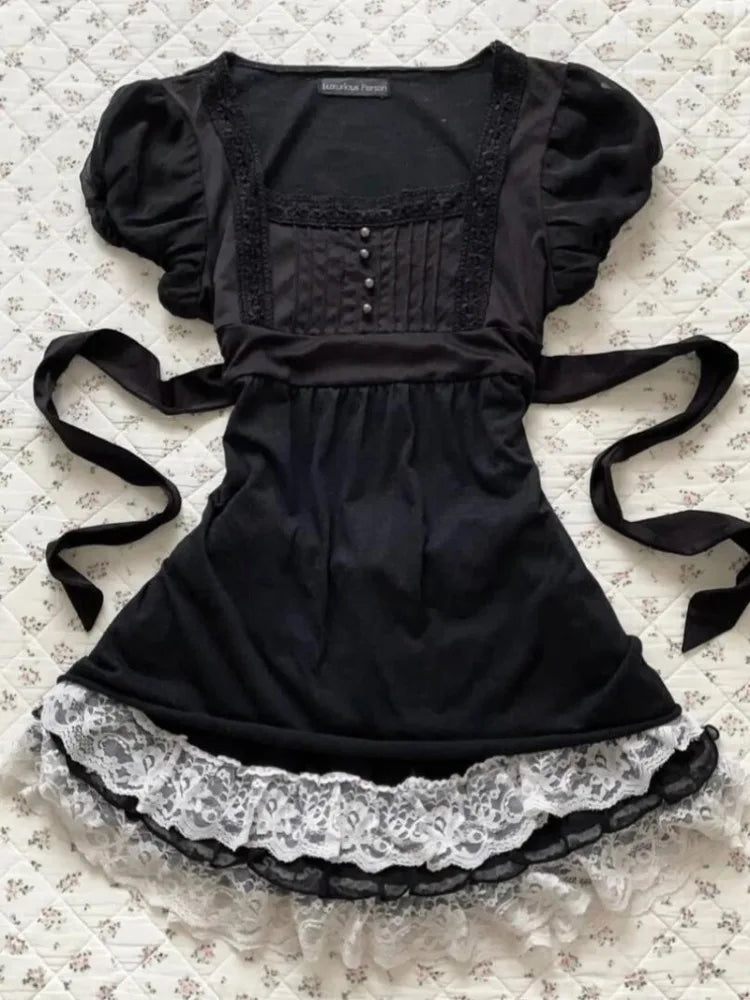 Vintage Lace Puff Short Sleeve Top
