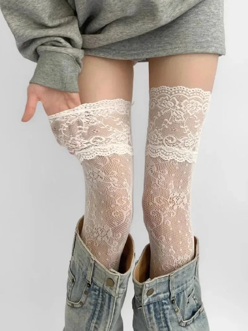 Lace Floral Fishnet Stockings
