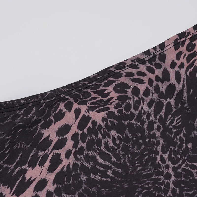 Vintage Low-Waist Leopard-Print Lace Skirt