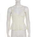 SUCHCUTE Lace Patchwork Bow Cami Tops Sexy V-neck sleeveless Tank Top Summer Vacation Camisole Y2k Backless Tanks Coquette  Chic