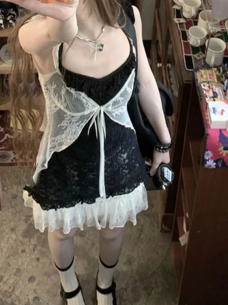 Gothic Vintage Lace Cardigan Mini Dress