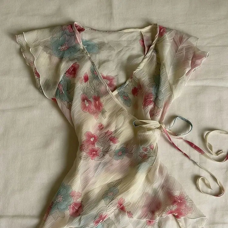 Vintage Watercolour French Floral Blouse