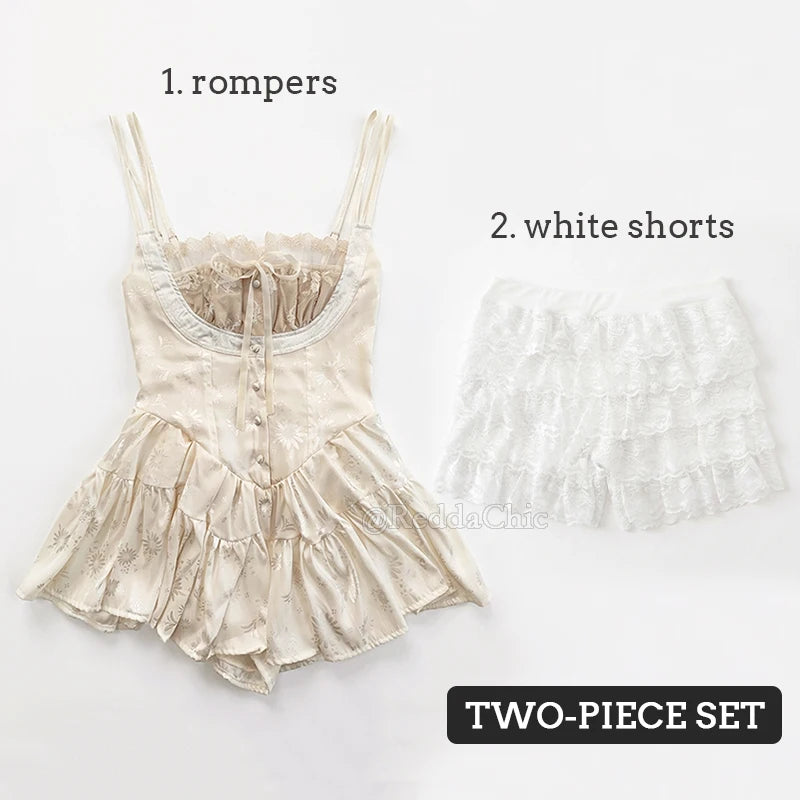 Medieval Satin Corset Mini Dress & Lace Shorts