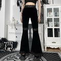 Gothic Black Lace Velvet Flare Pants
