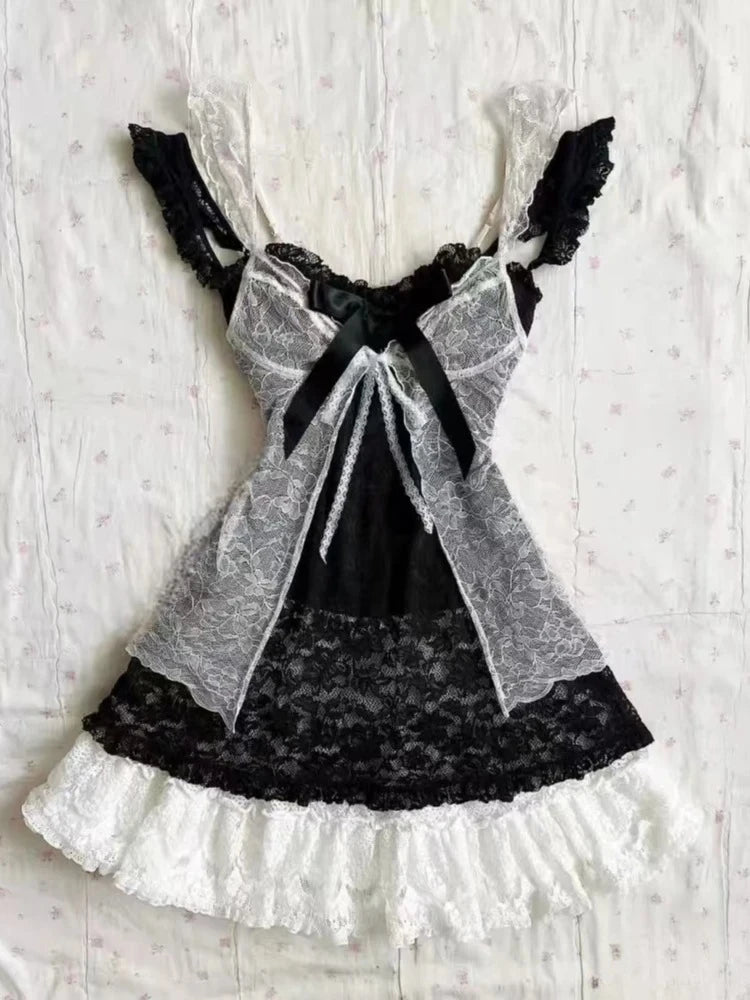 Gothic Vintage Lace Cardigan Mini Dress