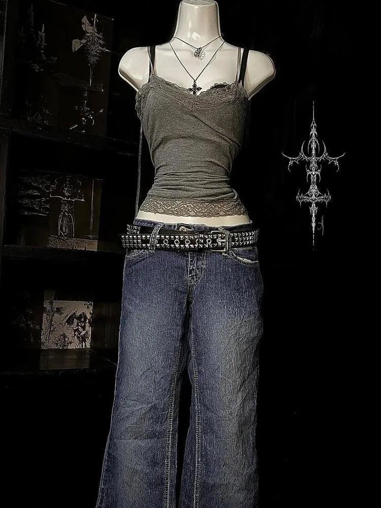 Gray Lace Tank Top