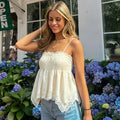 Off-White Lace Ruffled Tank Top