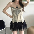 2026 Summer New Heavy Industry Hot Selling Lace Mesh Strap Stacked Vest Top for Women